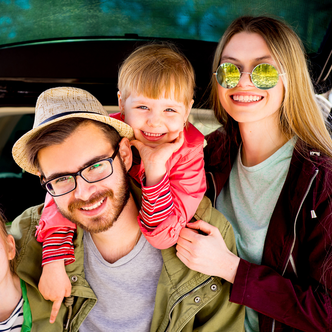 Happy family on a family vacation.