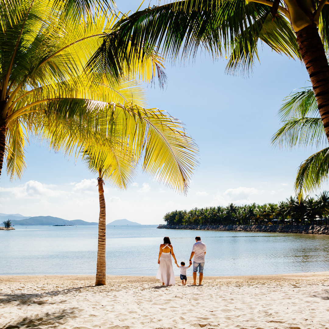 Family on a beautiful Beach Vacation