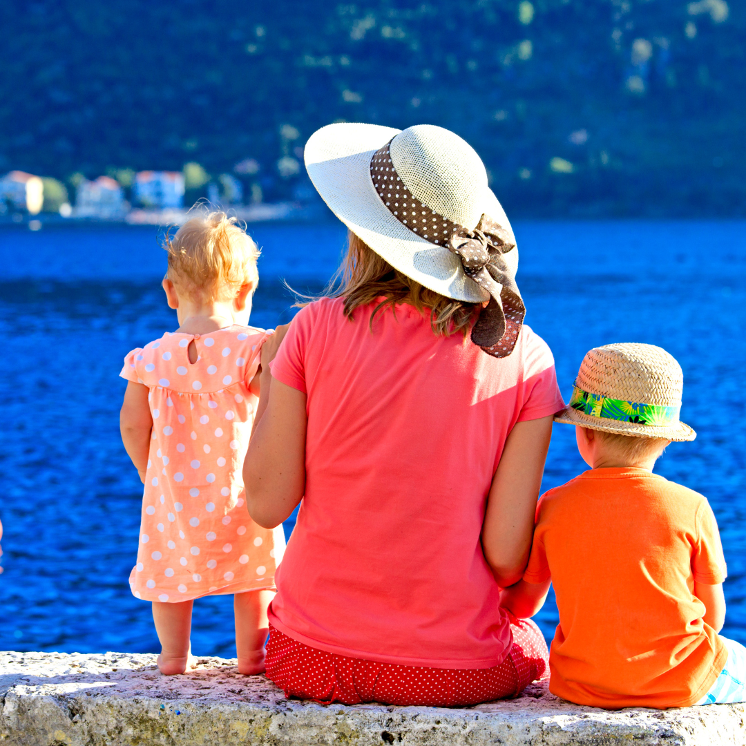 Mother with kids on sea vacation. Mother with kids on sea vacation in Montenegro.